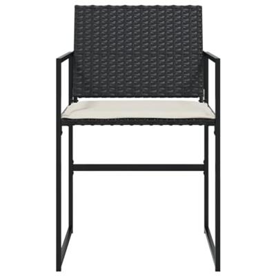 Tuinstoelen 4 st met kussens poly rattan zwart Tuinstoelen 4 st met kussens poly rattan zwart