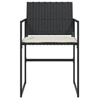 Tuinstoelen 4 st met kussens poly rattan zwart - thumbnail