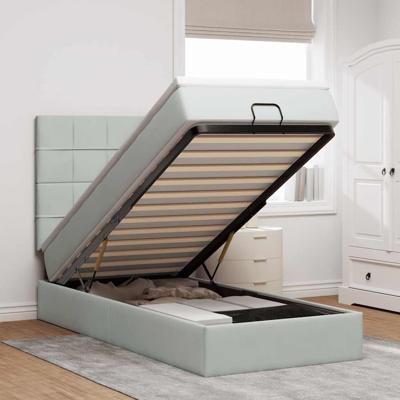 Ottoman bed met matrassen en LED's 90x190cm fluweel lichtgrijs