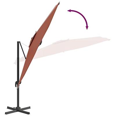 VidaXL Zweefparasol met led-verlichting 400x300 cm terracottakleurig