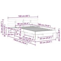 Bedframe met lade met hoofdeinde Wasbruin 90 x 190 cm Massief grenenhout - thumbnail