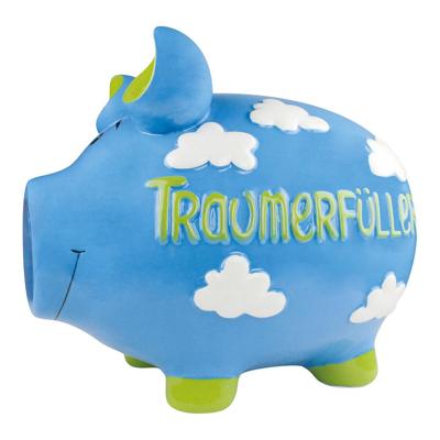 KCG spaarvarken "Droomvervuller" van keramiek, blauw/groen (B/H/D) 30x25x25cm Monstersvarken