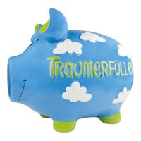 KCG spaarvarken "Droomvervuller" van keramiek, blauw/groen (B/H/D) 30x25x25cm Monstersvarken - thumbnail