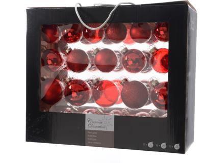 Decoris kerstballen set Glas 42st kerstrood 5-6-7cm