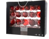 Decoris kerstballen set Glas 42st kerstrood 5-6-7cm - thumbnail