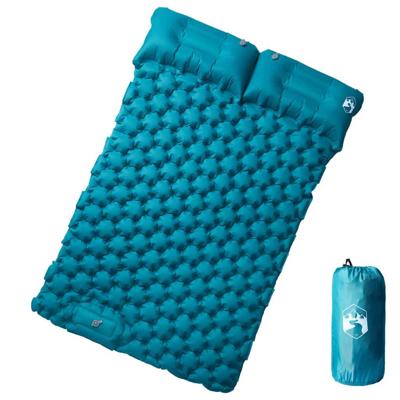 Kampeermatras met kussens zelfopblazend 2-persoons blauw Kampeermatras met kussens zelfopblazend 2-persoons blauw
