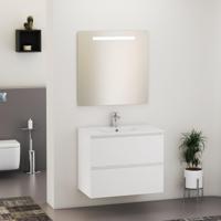 Badmeubelset Excellence Sephia 80x60x46 cm Mat Wit (incl Ledspiegel) - thumbnail