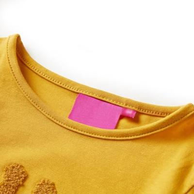 Kindershirt met lange mouwen dierenprint 128 donker okerkleurig - thumbnail
