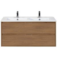 Porto Badmeubelset 120 cm - 2 Laden Honey - Keramische Wastafel Wit Slim - thumbnail