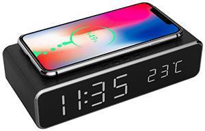 Digitale wekker met draadloze laadfunctie voor smartphone •zwart• Digitale wekker met draadloze laadfunctie voor smartphone •zwart•