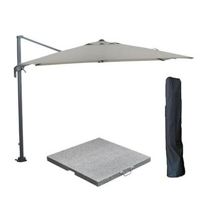 Garden Impressions Zweefparasol 270x270 cm l.grijs - incl voet en hoes Garden Impressions Zweefparasol 270x270 cm l.grijs - incl voet en hoes