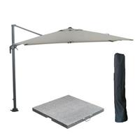 Garden Impressions Zweefparasol 270x270 cm l.grijs - incl voet en hoes - thumbnail