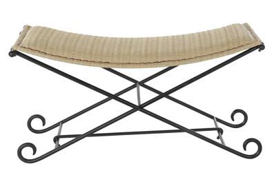 Kruk DKD Home Decor Zwart Metaal Lichtbruin Rotan (94 x 49 x 44 cm)