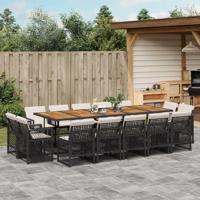 15-delige Tuinset met kussens poly rattan zwart - thumbnail