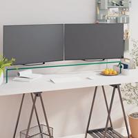 VidaXL Tv-meubel/monitorverhoger transparant 120x30x13 cm glas - thumbnail