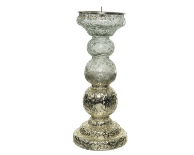 Kandelaar glas l11b11h27 cm goud/helder Decoris - Decoris