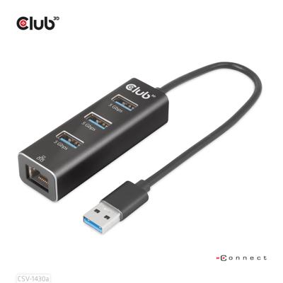 club3D CSV-1430A USB 3.2 Gen 1 (USB 3.0) / RJ45 Adapter Zwart 18 cm club3D CSV-1430A USB 3.2 Gen 1 (USB 3.0) / RJ45 Adapter Zwart 18 cm