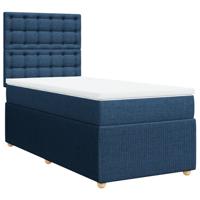 Boxspring met matras stof blauw 90x190 cm - thumbnail