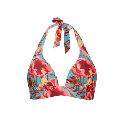 Cyell gebloemde push-up bikinitop blauw/roze
