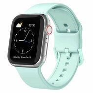 Soft siliconen bandje met gespsluiting - Mint groen - Geschikt voor Apple Watch 44mm / 45mm / 46mm / 49mm - thumbnail