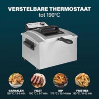 Princess Frituurpan 5 l 3270 W Anti-aanbaklaag, Oververhittingsbeveiliging Zilver, Zwart - thumbnail