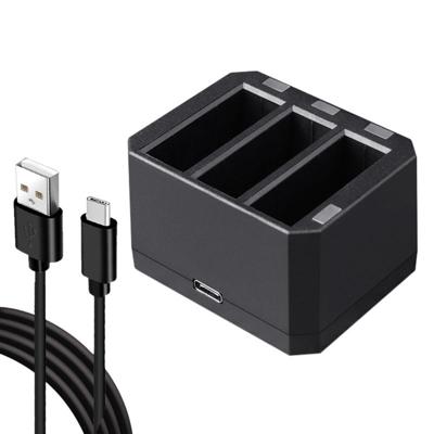 USB Triple batterijen lader met LED-indicatielampje voor DJI OSMO-actie (zwart)