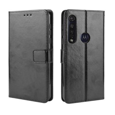 Voor Motorola One macro retro Crazy Horse textuur horizontale Flip lederen draagtas met houder & kaartsleuven & fotolijstjes (zwart)