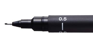 Uni Pin fineliner, ronde punt, 0,5 mm, zwart