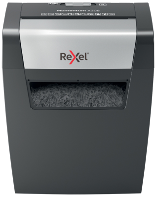 Rexel Momentum X308 papiervernietiger Deeltjesversnippering 70 dB Zwart, Grijs Rexel Momentum X308 papiervernietiger Deeltjesversnippering 70 dB Zwart, Grijs