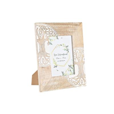 Fotolijsten DKD Home Decor Wit Bruin Hout Kristal Mangohout Boomstructuur Indiaas 23 x 2 x 28 cm