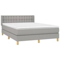 Boxspring met matras stof lichtgrijs 140x190 cm - thumbnail