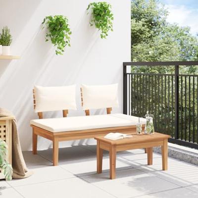 Tuinbank 2 pcs Bruin Massief teakhout - thumbnail
