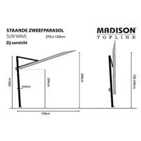 Madison balkonparasol sun wave 270x150 cm saffierblauw - thumbnail
