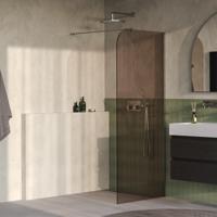 BRAUER Orion inloopdouche brons glas 100x200 incl. glascoating Geborsteld RVS PVD - thumbnail
