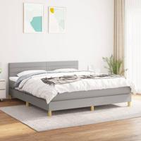 Boxspring met matras stof lichtgrijs 180x200 cm - thumbnail