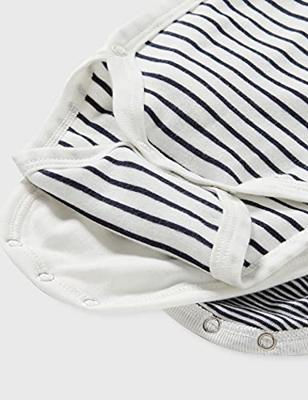 Set van 3 gestreepte babyrompertjes met lange mouwen in biokatoen PETIT BATEAU marine