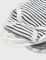 Set van 3 gestreepte babyrompertjes met lange mouwen in biokatoen PETIT BATEAU marine - thumbnail
