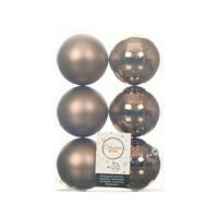 Decoris kerstballen plastic set walnoot bruin 8cm 6st - thumbnail