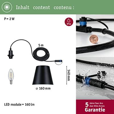 Paulmann 93104 Verlichtingssysteem Plug&Shine LED-hanglamp LED 2 W Warmwit Antraciet Paulmann 93104 Verlichtingssysteem Plug&Shine LED-hanglamp LED 2 W Warmwit Antraciet