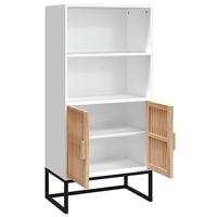 Hoge kast 60x35x125 cm bewerkt hout wit - thumbnail