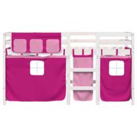 Kinderhoogslaper met gordijnen 80x200 cm grenenhout roze - thumbnail