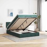 Ottoman bed met matras 140x190cm fluweel donkergroen - thumbnail