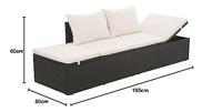 Tuinbed 195x60 cm poly rattan zwart - thumbnail