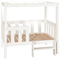 VidaXL Hondenmand 95,5x73,5x90 cm massief grenenhout wit - thumbnail
