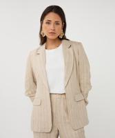 Esqualo Blazer Linen Stripe | Sand - thumbnail