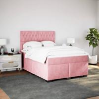 Boxspring met matras fluweel roze 140x190 cm - thumbnail