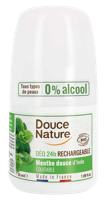 Douce Nature Deodorant roll on mint hervulbaar 50 Gram - thumbnail