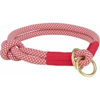 TRIXIE SOFT ROPE HALSBAND HOND HALF-SLIP ROOD / CREME 40X1 CM - thumbnail
