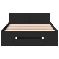 Bedframe met lades bewerkt hout zwart 150x200 cm - thumbnail
