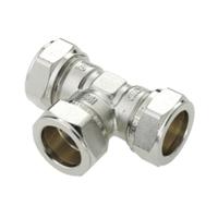 Bonfix knelkoppeling - T-stuk - 22mm x 22mm x 22mm - Vertint Messing - thumbnail